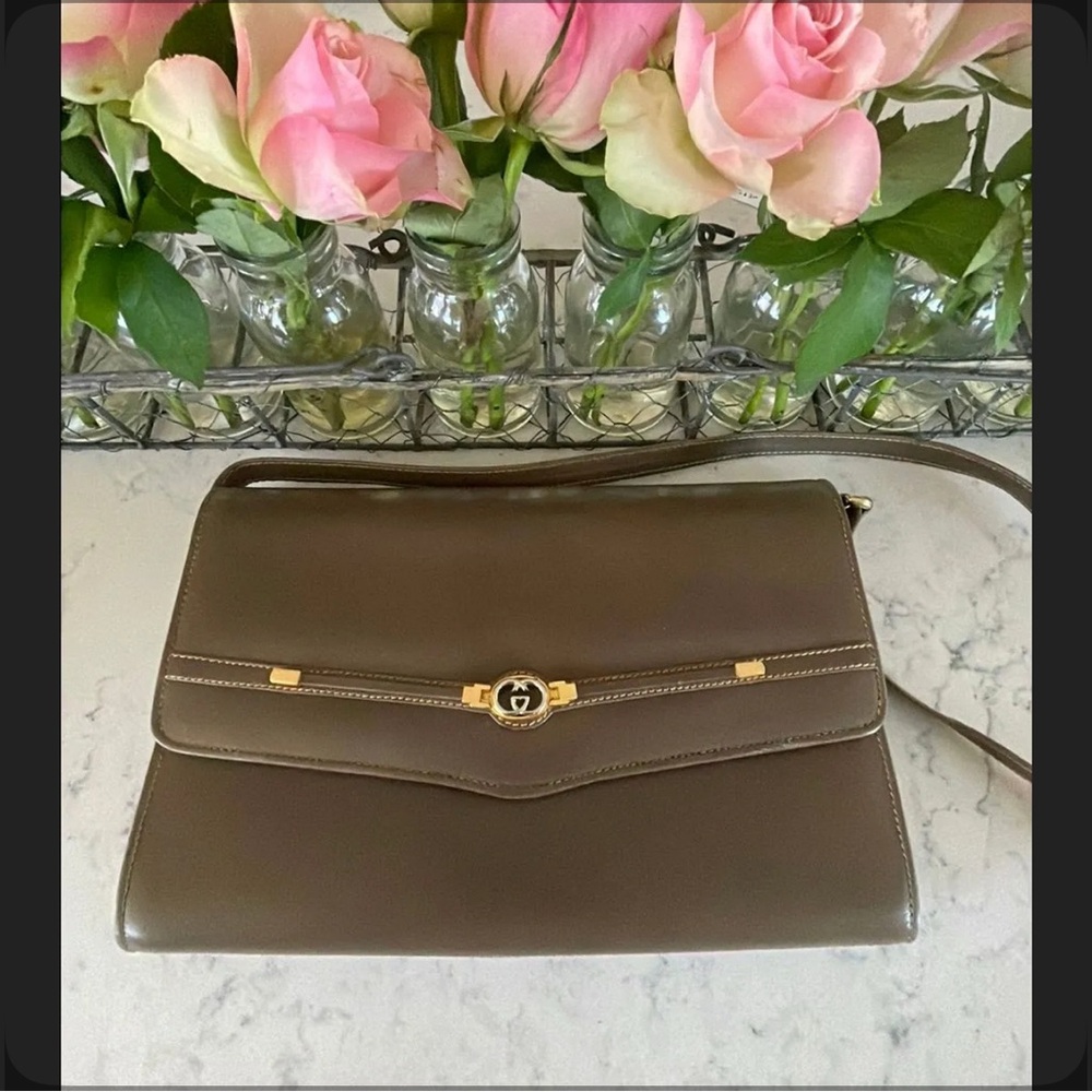Vintage Gucci Olive Green Leather Bag